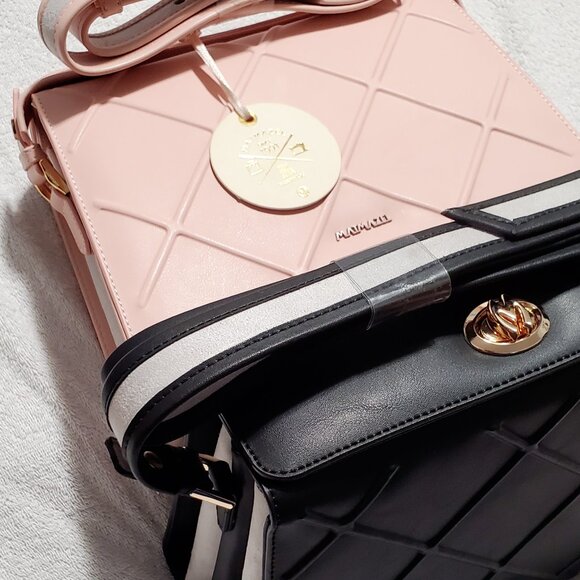 Matmazel "THENA" Shoulder Bag- Pink & Black- 24" Shoulder Strap- 4 Compartments - Picture 9 of 15